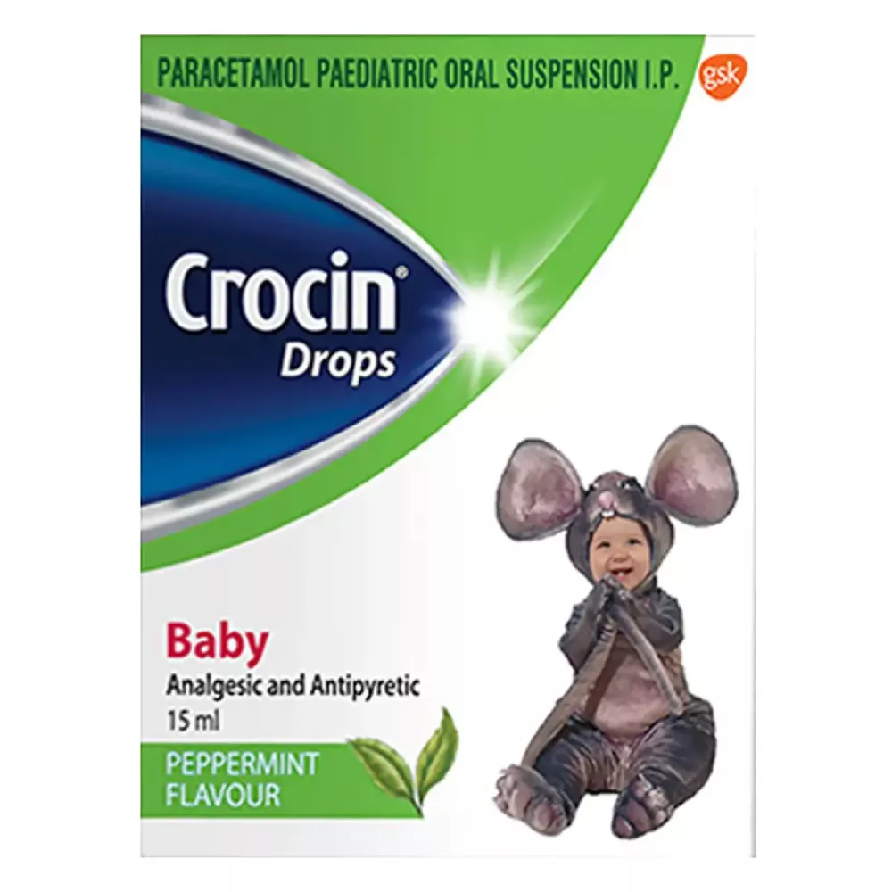 Crocin Baby Paracetamol Paediatric Drops | Flavour Peppermint