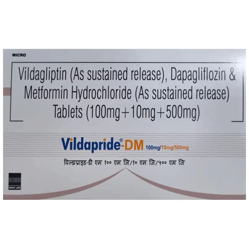 Vilpower-DM 10mg/500mg/100mg Tablet