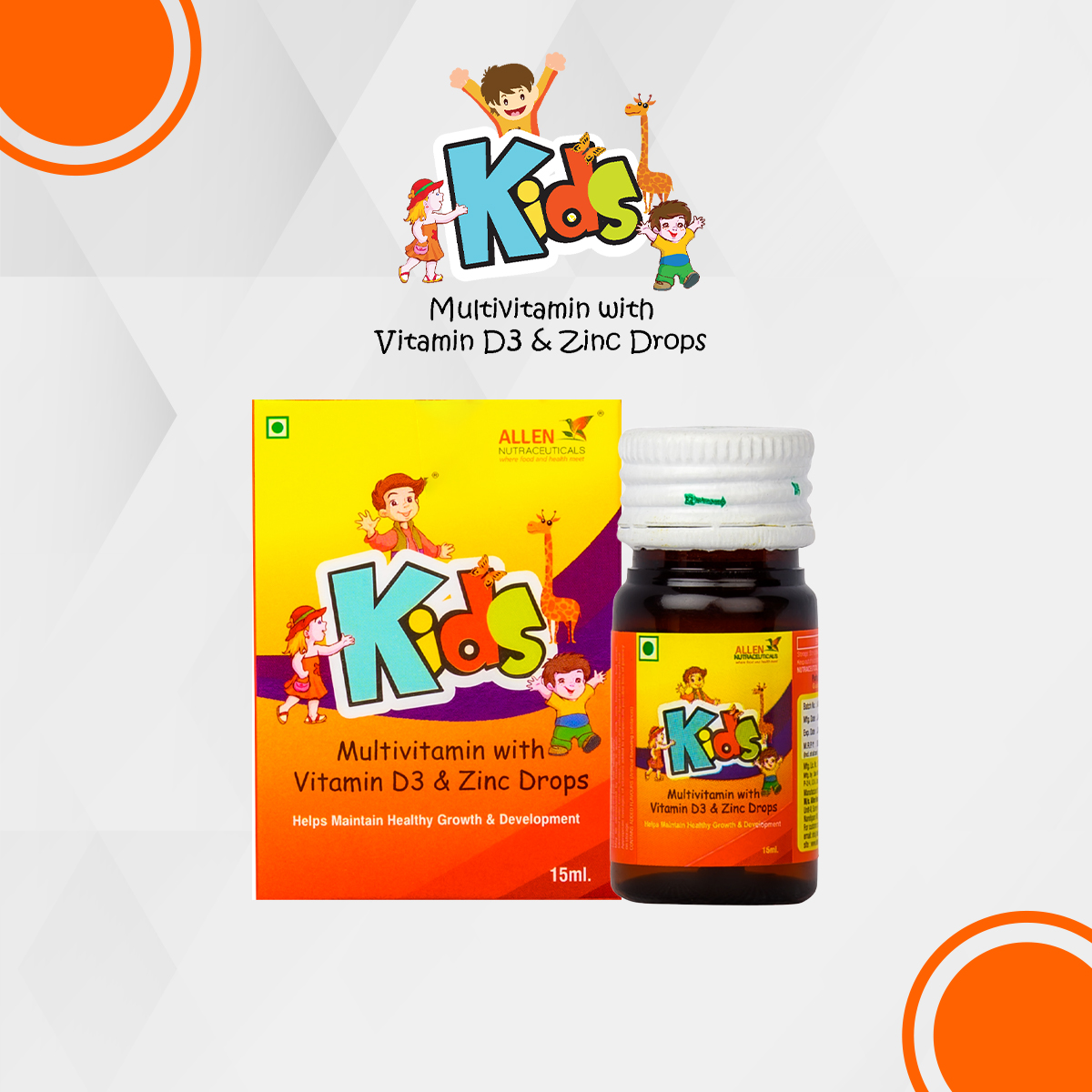 Allen Nutraceutical Kids Multivitamin with Vitamin D3 & Zinc Drop