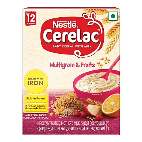 Nestle Cerelac Baby Cereal with Iron, Vitamins & Minerals | From 12 to 24 Months | Multigrain & Fruits