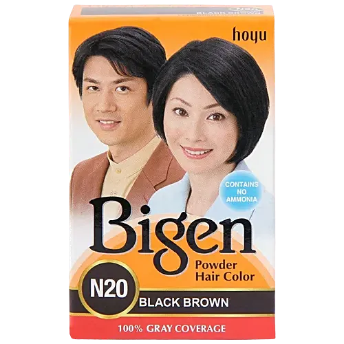 Bigen Hair Color Powder - Black Brown (No. 20), 1 pc Carton