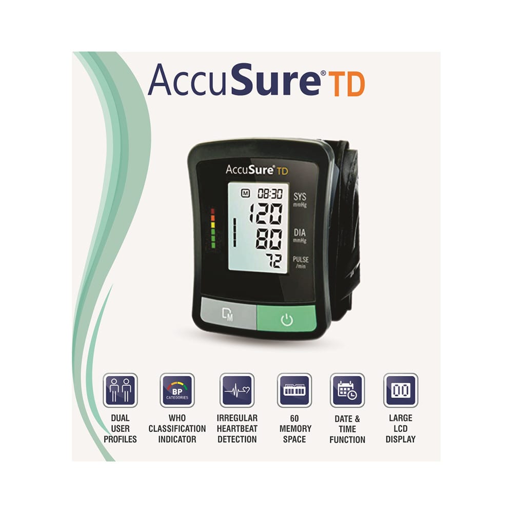 AccuSure TD 1209 Advanced Features BP Monitor with Adapter