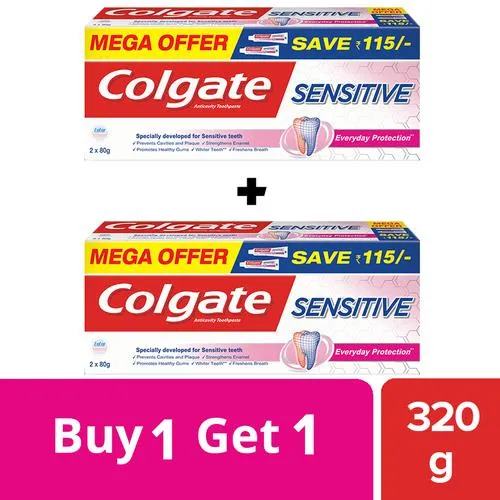 Colgate Sensitive Everyday Protection Toothpaste (160gm Each) Buy 1 Get 1 Free