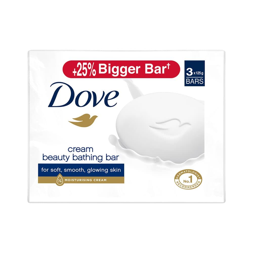 Dove Cream Beauty Bathing Bar for Soft, Smooth, Moisturised Skin (125gm Each)