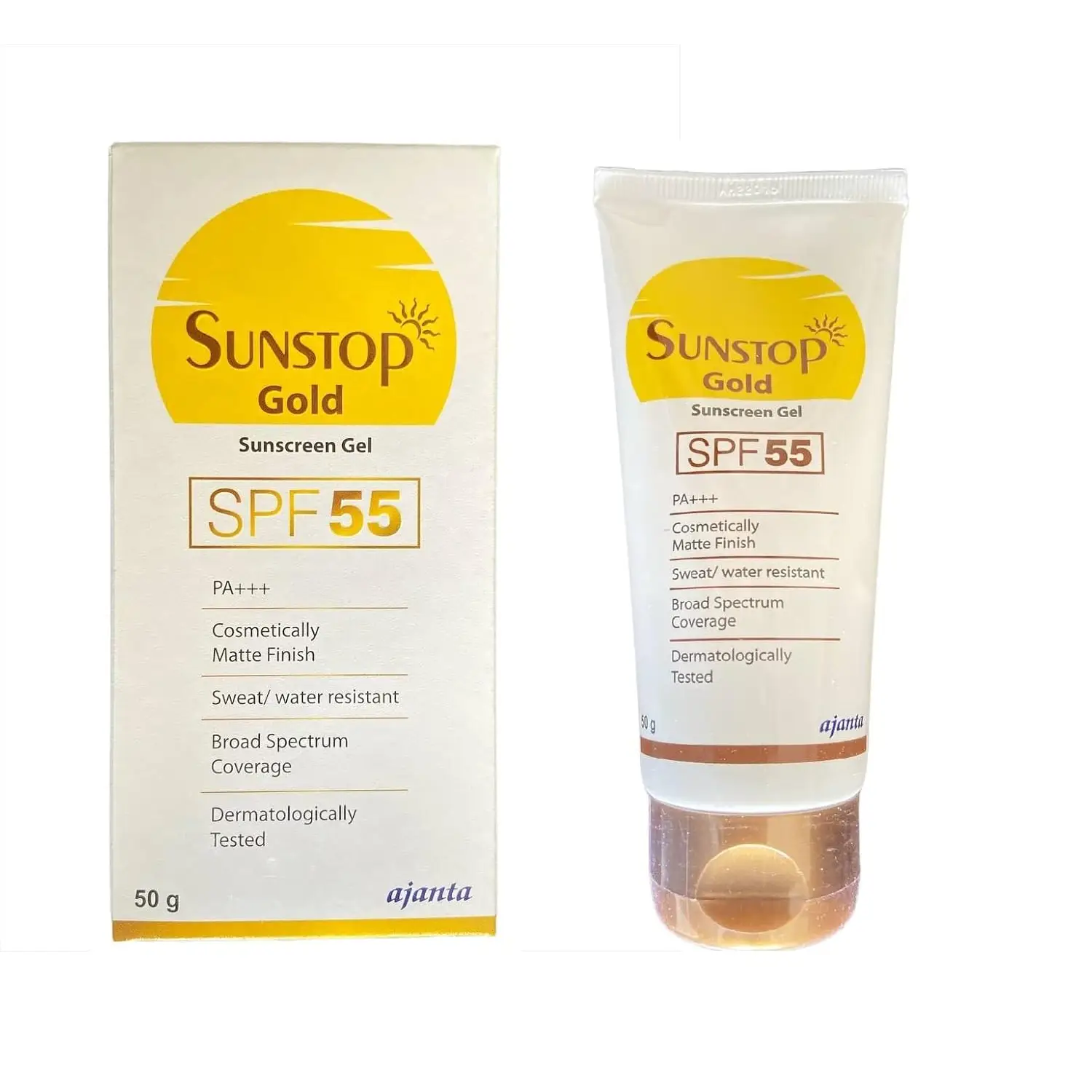 Sunstop Gold Sunscreen Gel SPF 55 PA+++ | Matte-Finish & Sweat/Water-Resistant