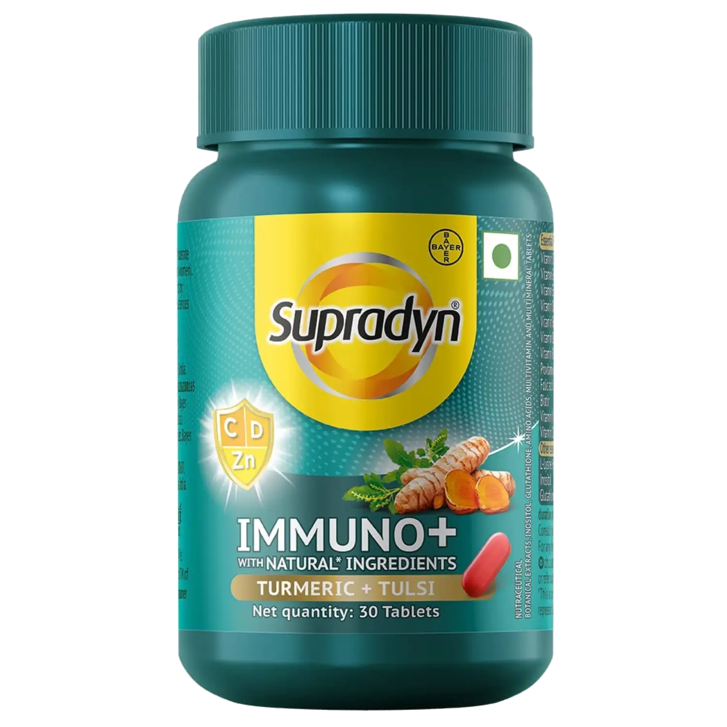 Supradyn Immuno+ Multivitamin with Turmeric & Tulsi | Tablet for Energy & Immunity 30's