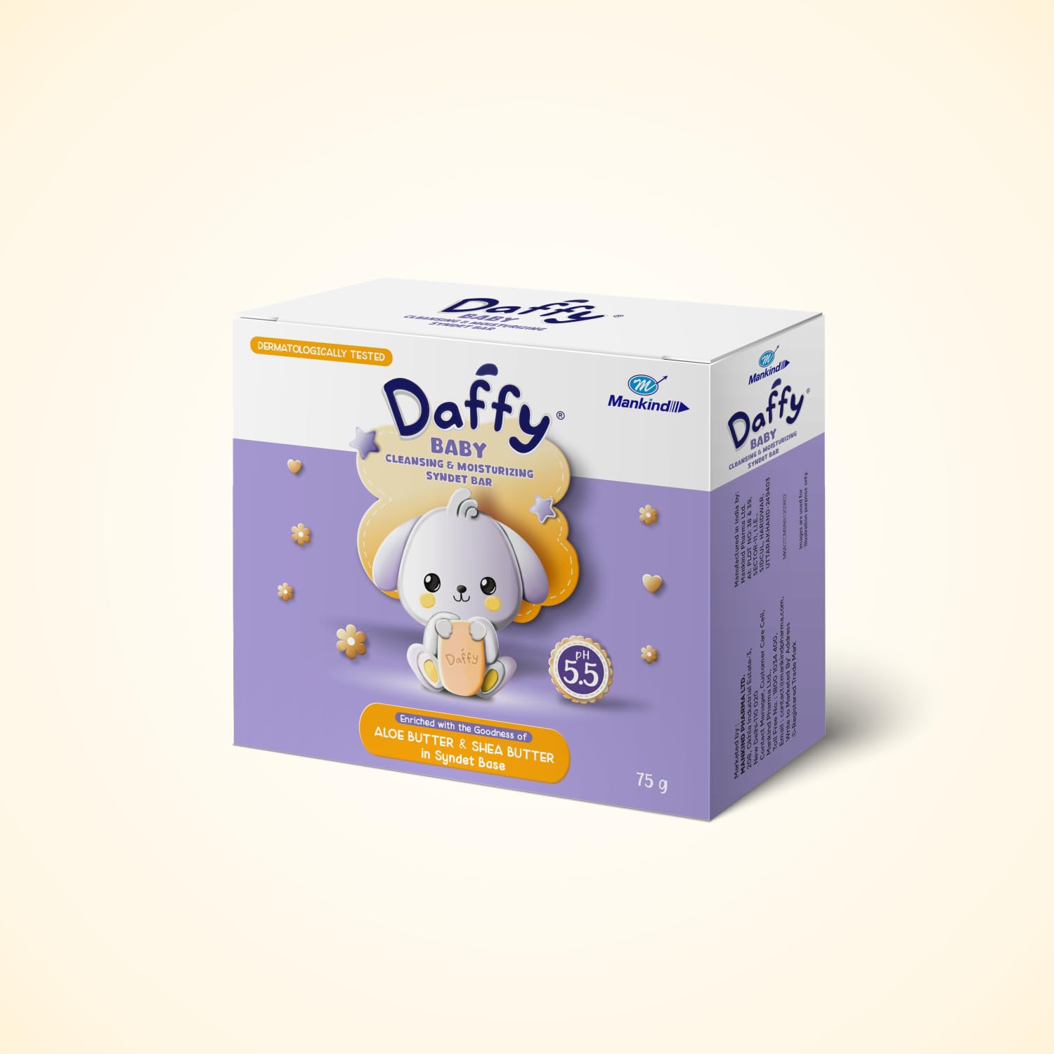 Daffy Baby Cleansing and Moisturising Syndet Bar with Aloe and Shea Butter | pH 5.5