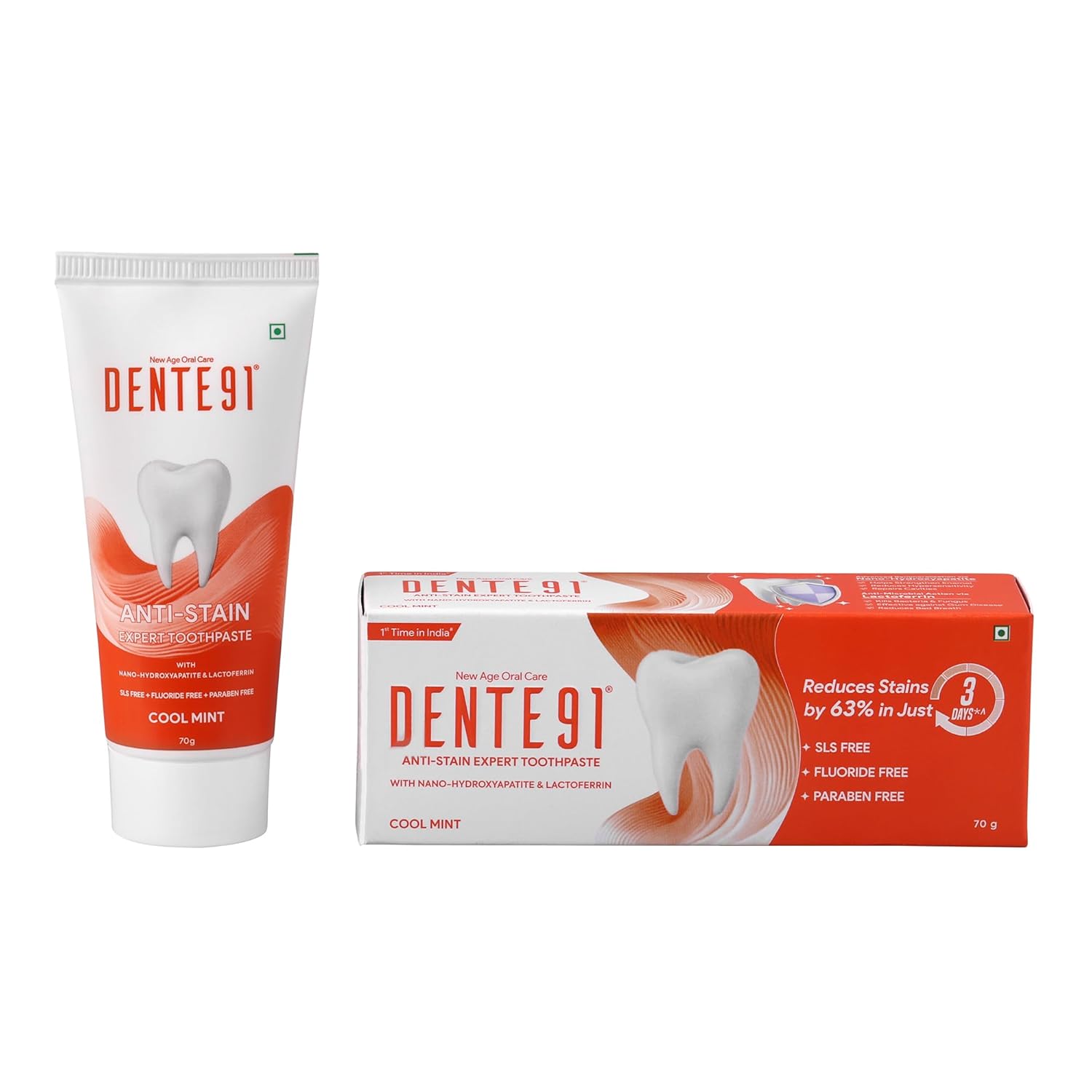 Dente 91 Anti-Stain Expert Cool Mint Toothpaste (70gm Each)