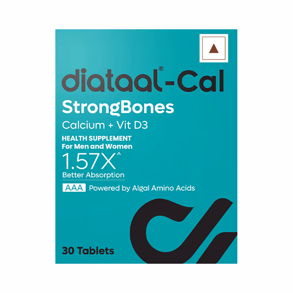 Diataal Cal Tablet Strong Bones | Active Absorbable Calcium + Vit D3 | for Men & Women