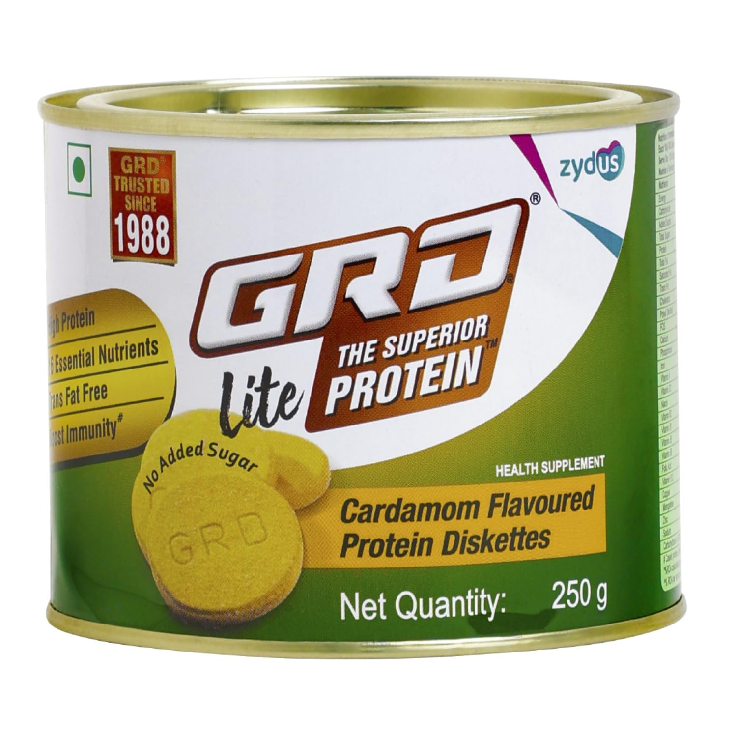 GRD Lite Protein for Growth & Development | No Added Sugar | Flavour Cardamom Diskette