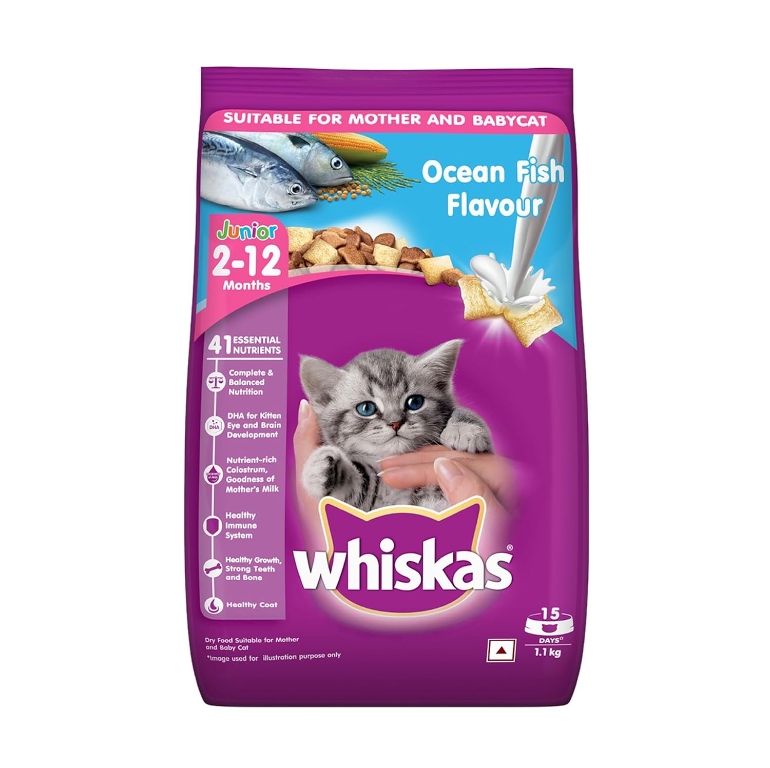 Whiskas Dry Food for Mother & Baby Cat Ocean Fish Flavour Junior 2-12 months