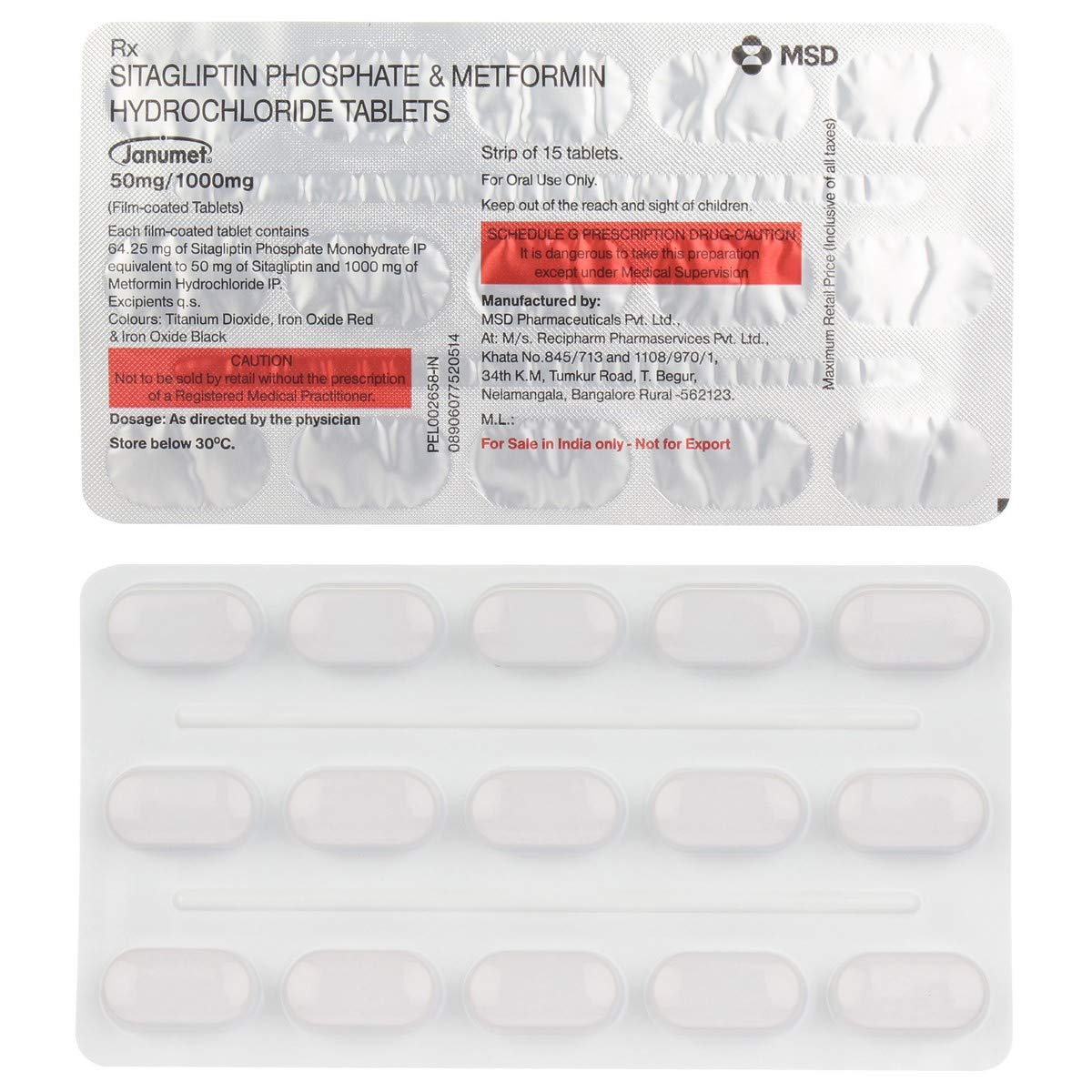 Janumet 50mg/1000mg Tablet