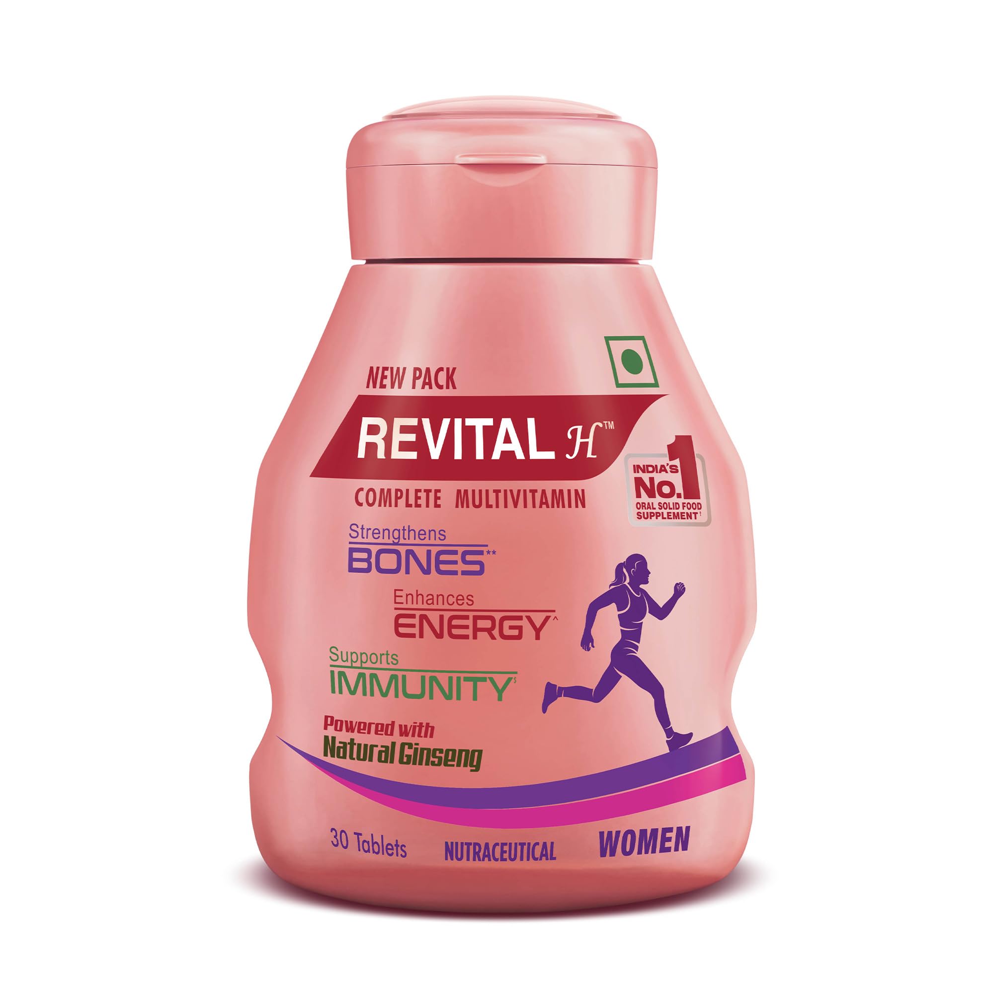 Revital H for Woman Tablet with Multivitamins, Calcium, Zinc & Natural Ginseng for Daily Immunity Strong Bones, and Enhances Energy Level