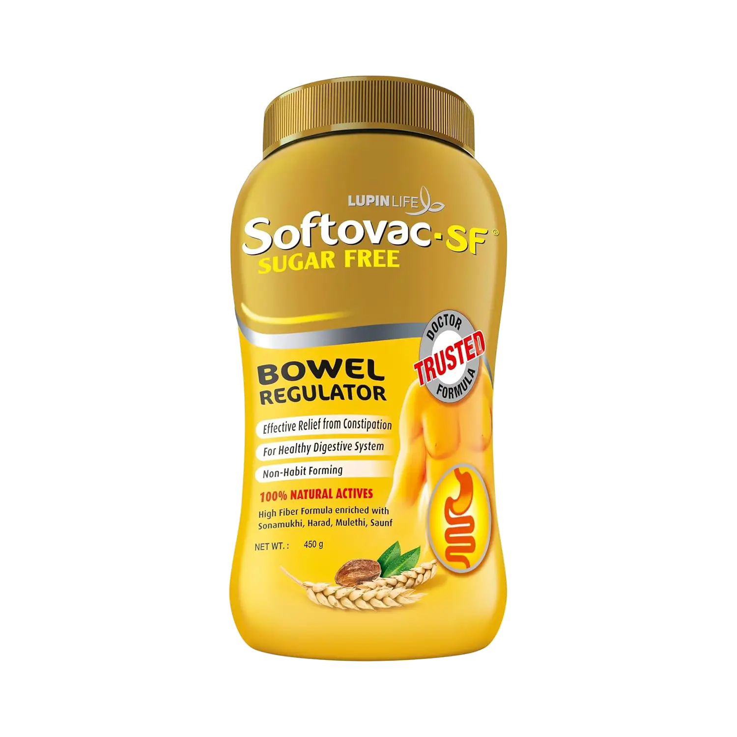 Softovac SF Bowel Regulator Powder | For Constipation, Digestion & Liver Care | Stomach Care | Sugar-free 450gm