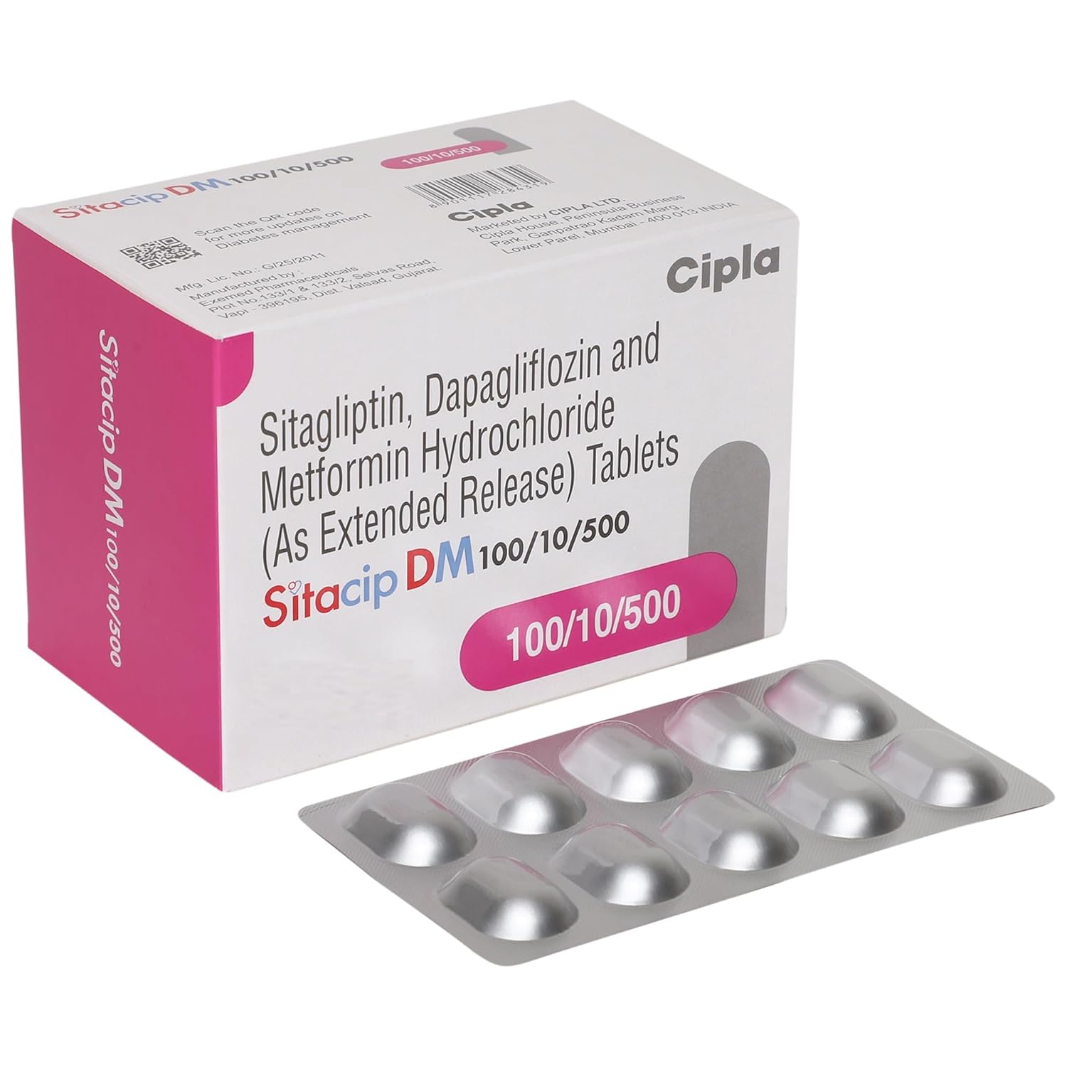 Sitacip DM 10mg/500mg/100mg Tablet