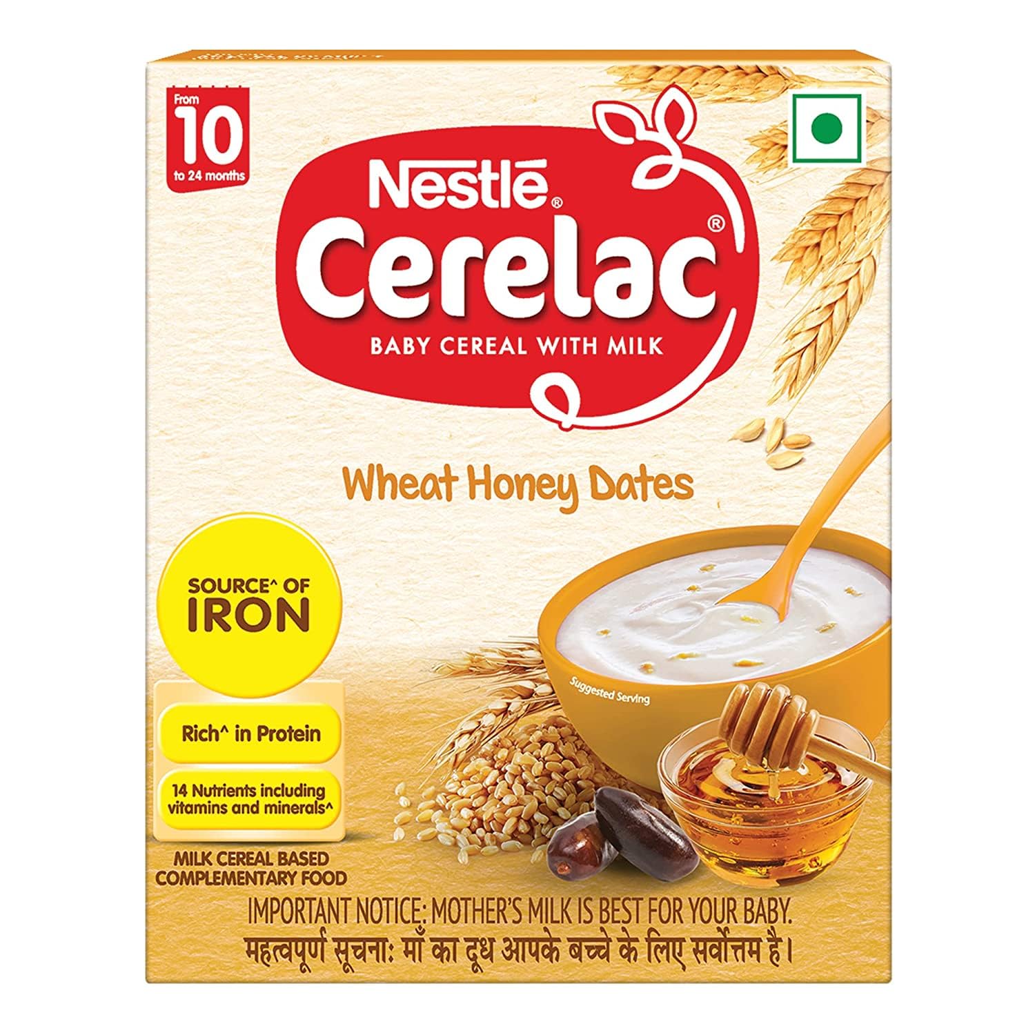 Nestle Cerelac Baby (10 months+) Cereal with Milk, Iron, Vitamins & Minerals | Wheat Honey Dates