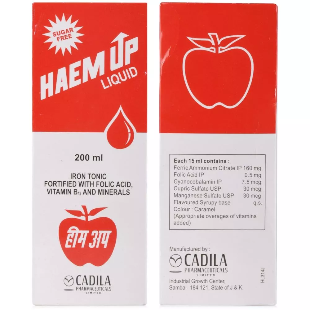 Haem UP Liquid | Iron Tonic Fortified with Folic Acid & Minerals | Sugar-Free