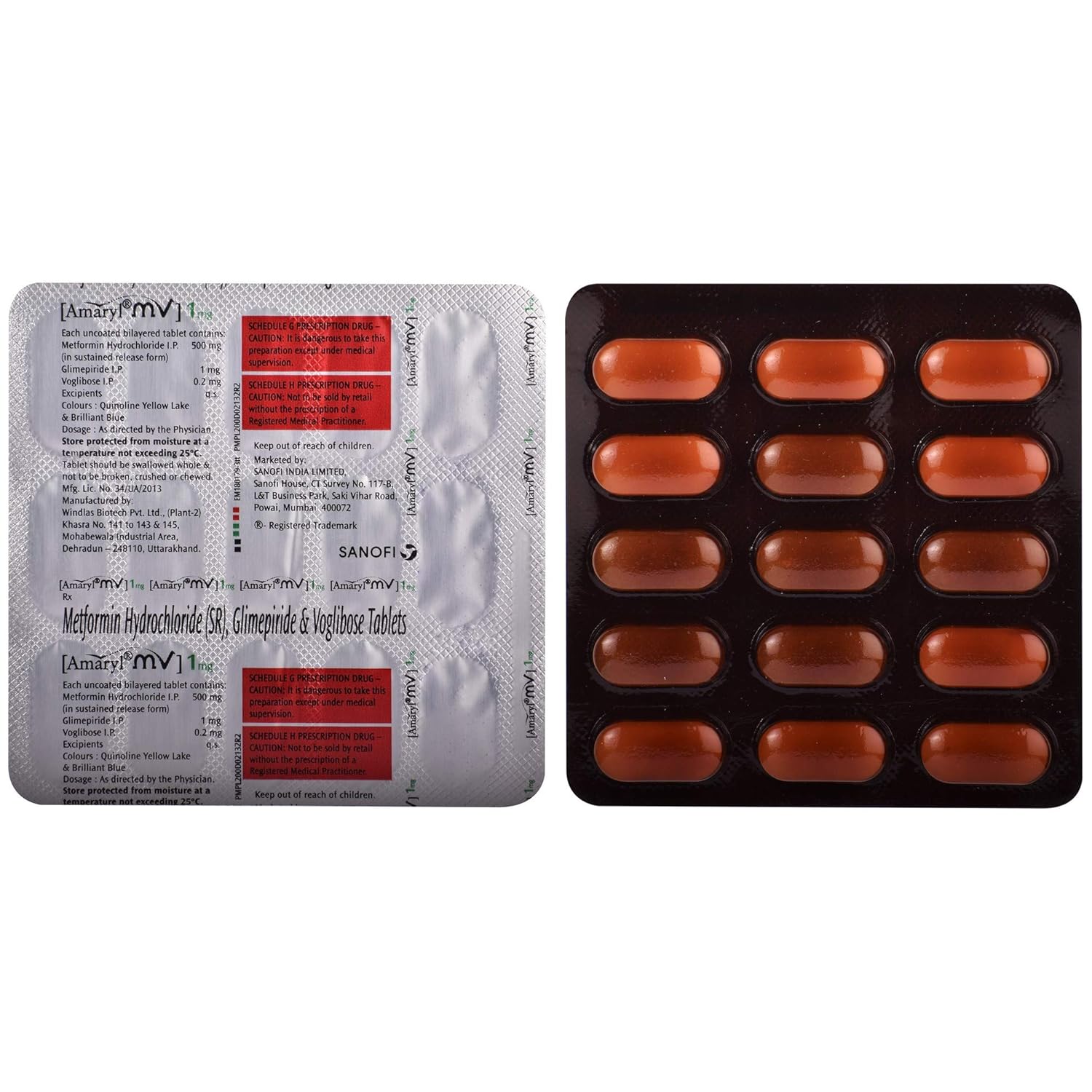 Amaryl MV 1mg Tablet SR