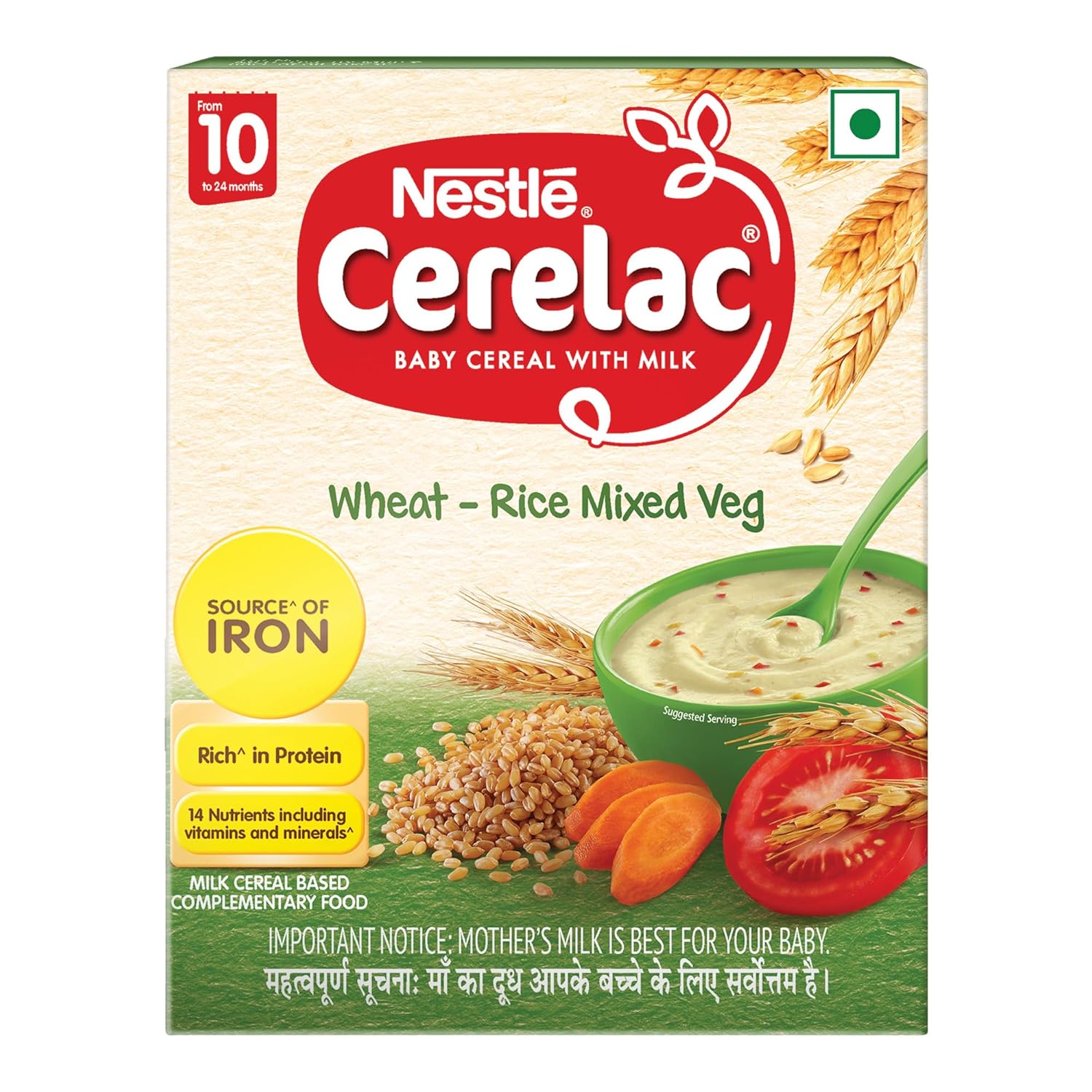 Nestle Cerelac Baby (10 months+) Cereal with Milk, Iron, Vitamins & Minerals | Wheat-Rice Mixed Veg