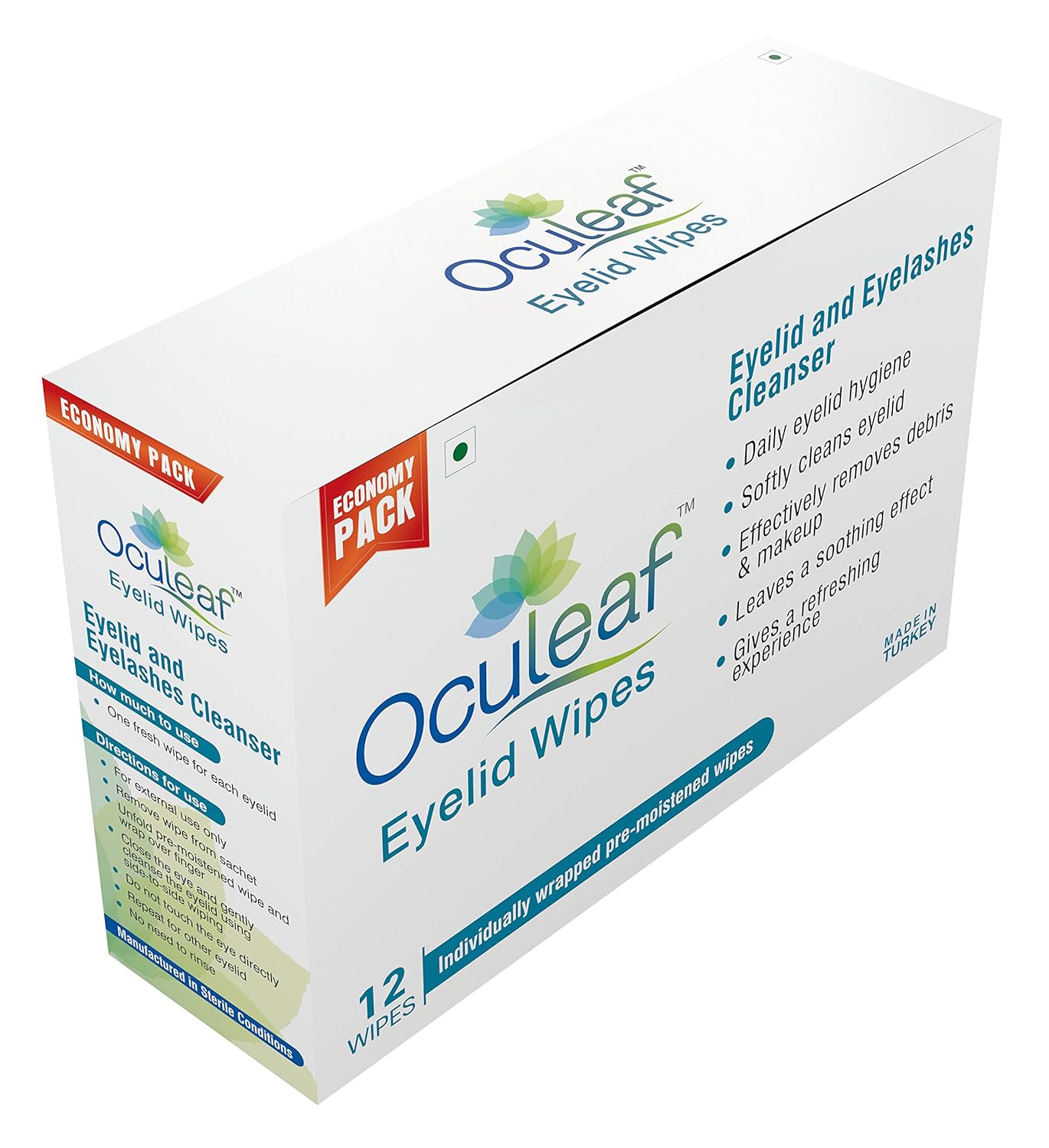 Oculeaf Eyelid Wipes with Tea Tree Oil | For Eyelid & Eyelashes Cleansing 12's