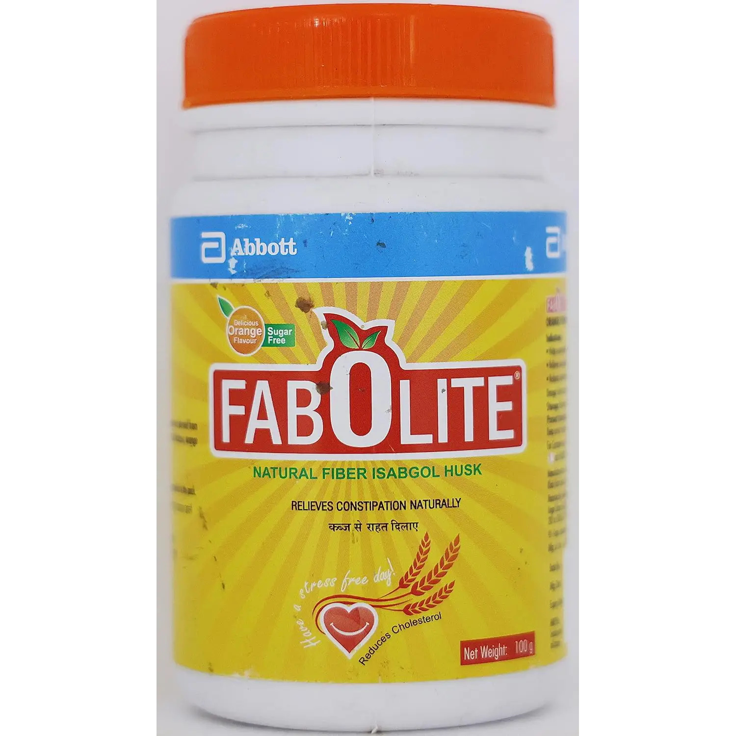 Fabolite Isabgol Husk Powder | Eases Constipation | Sugar-Free | Flavour Orange 100gm