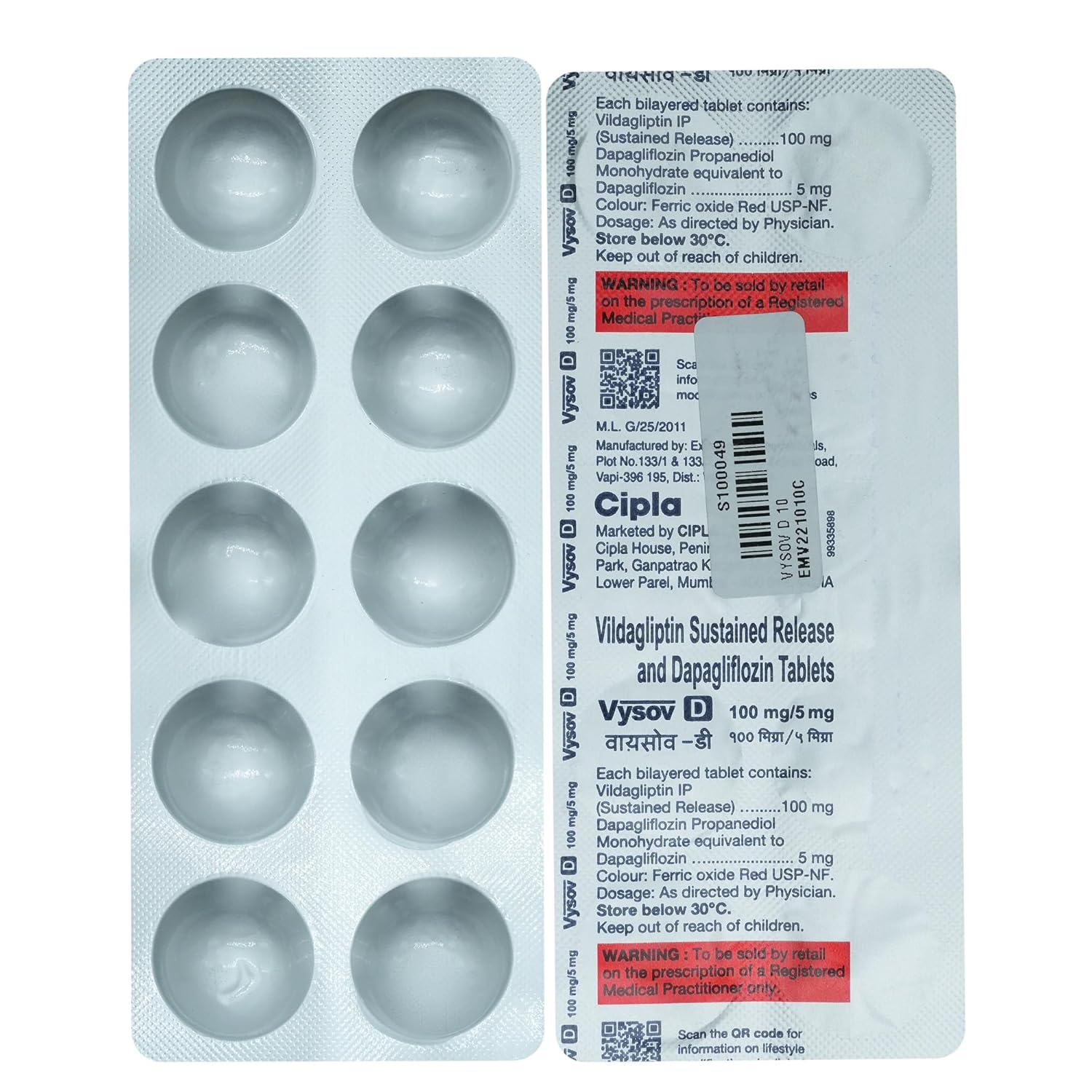 Vysov D 5mg/100mg Tablet SR