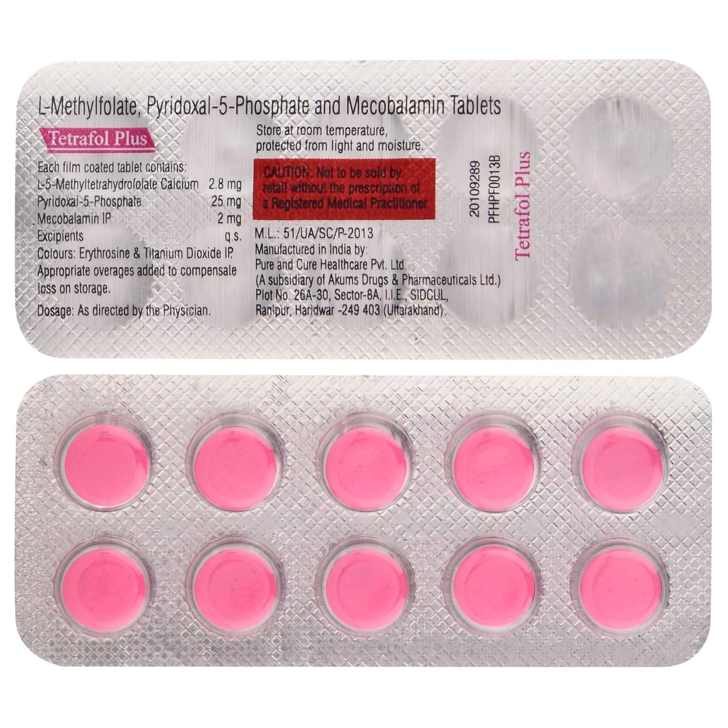 Tetrafol Plus L-Methylfolate, Pyridoxal-5-Phosphate & Mecobalamin Tablet