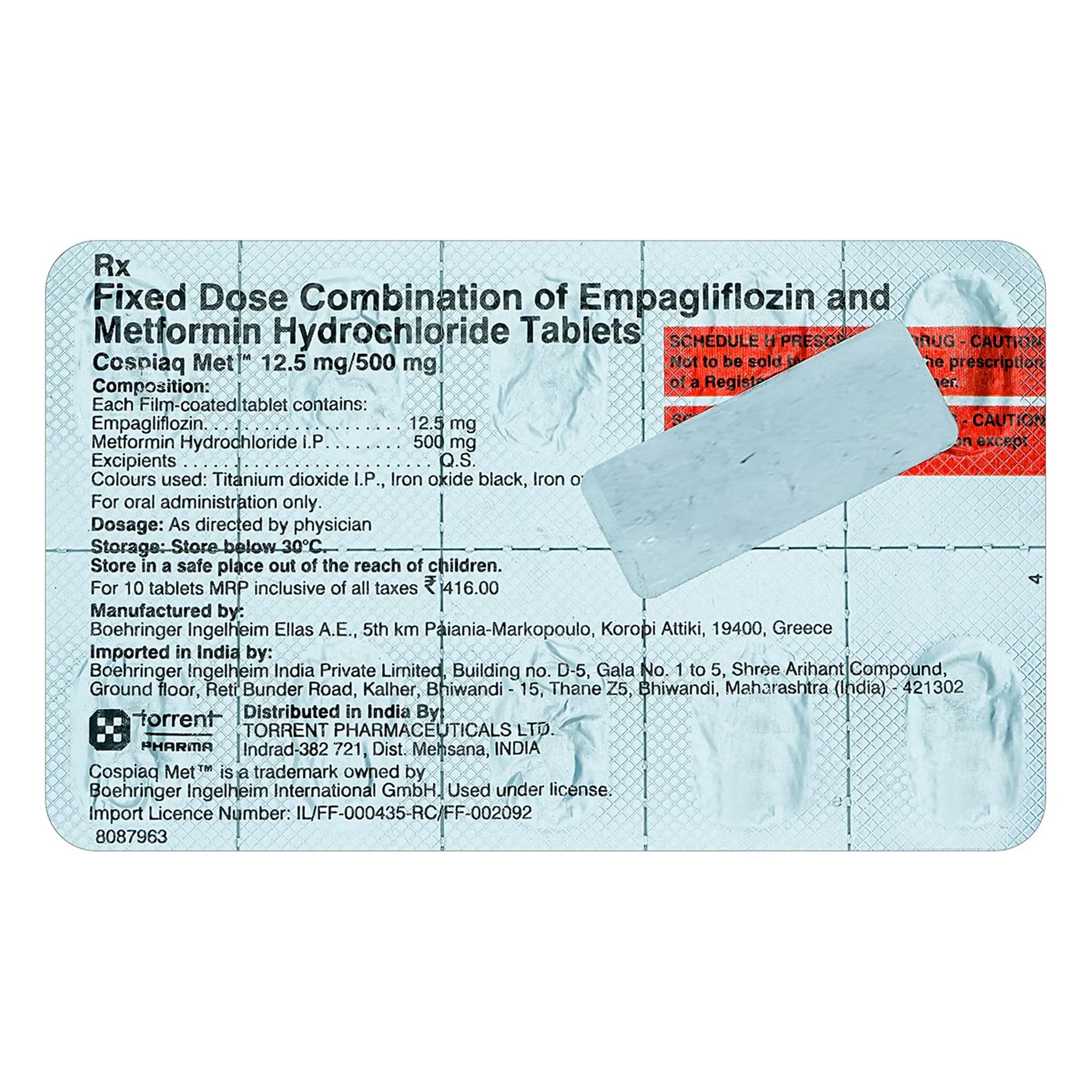 Cospiaq Met 12.5mg/1000mg Tablet