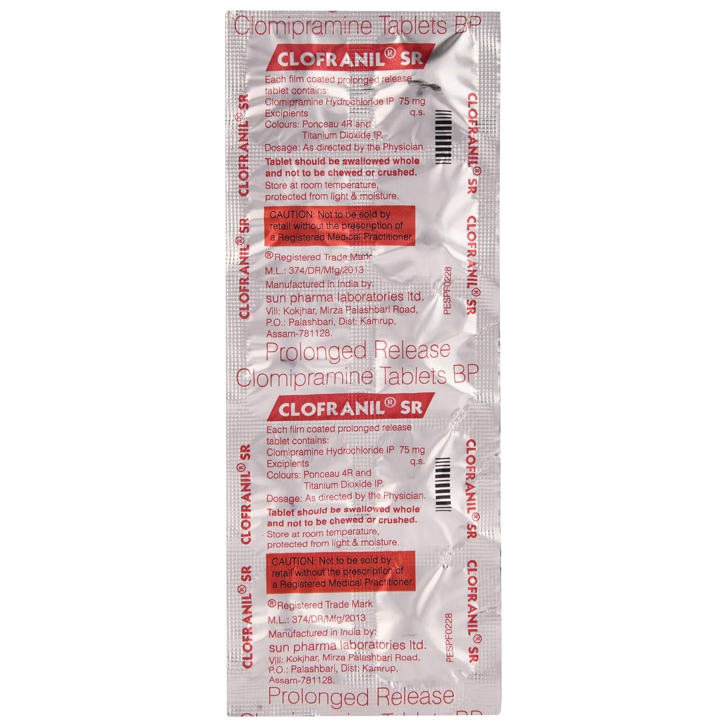 Clofranil 75mg Tablet SR