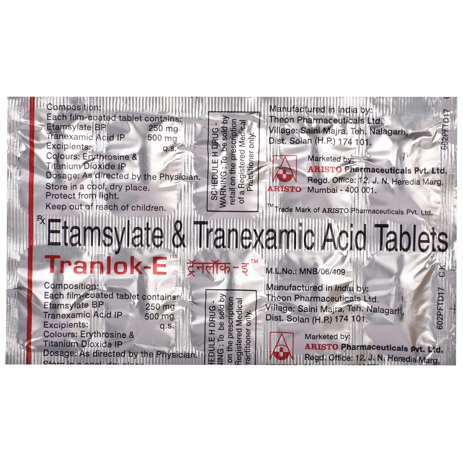 Tranlok E 500mg/250mg Tablet