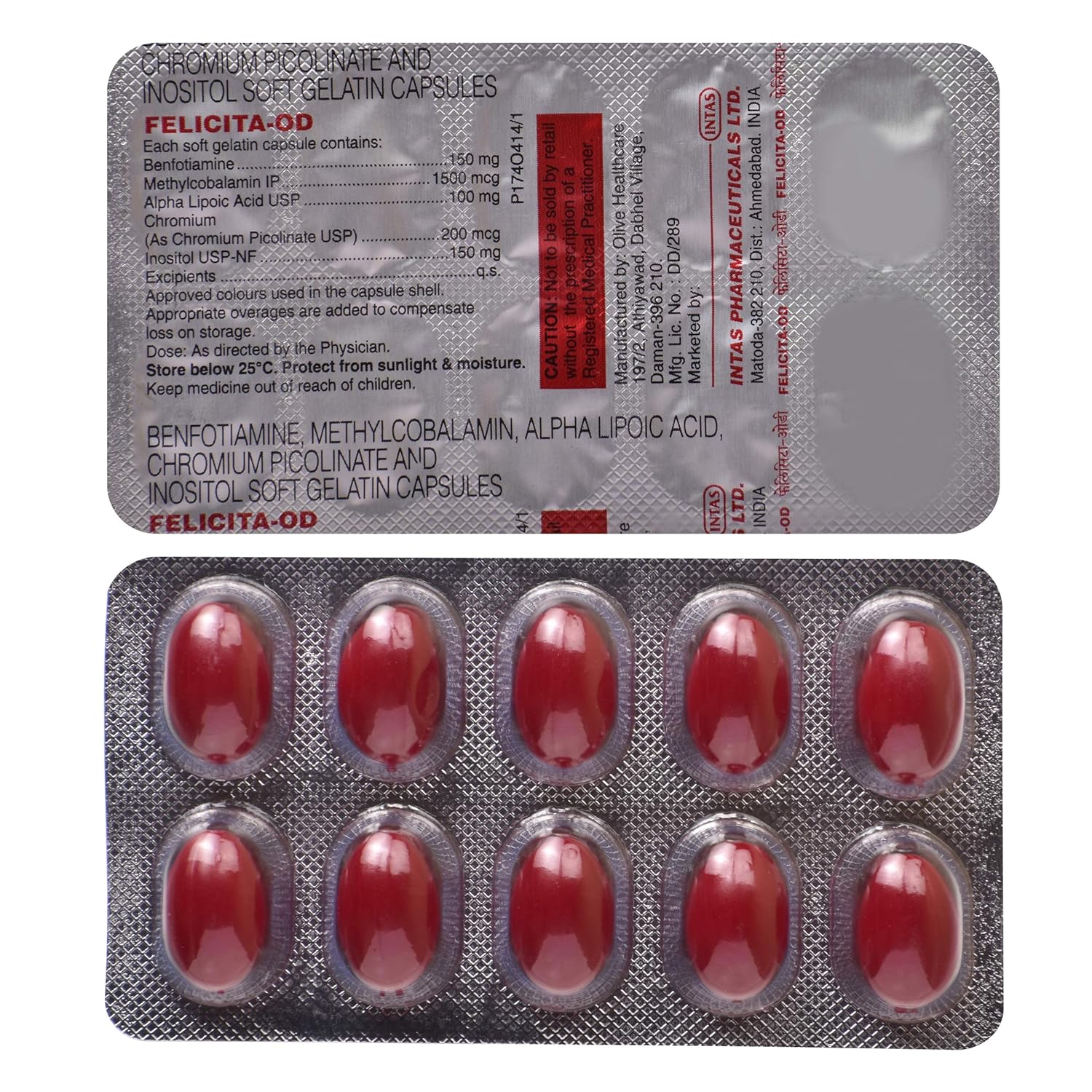 Felicita-OD Capsule with Benfotiamine, Mecobalamin, ALA, Chromium & Inositol