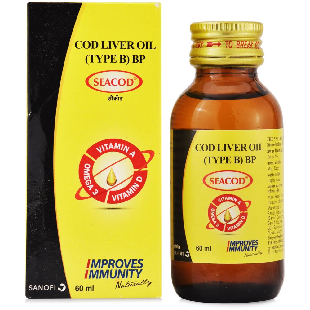 Seacod Cod Liver Oil with Omega 3, Vitamin A, Vitamin D, for Kids and Adults Oil