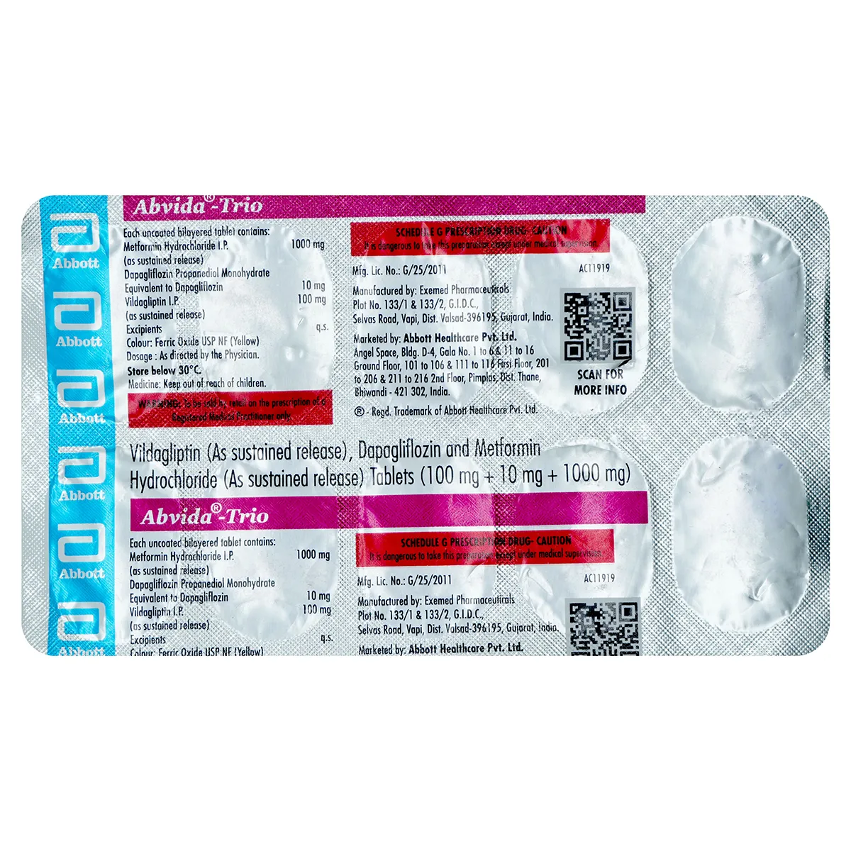 Abvida Trio 10mg/1000mg/100mg Tablet