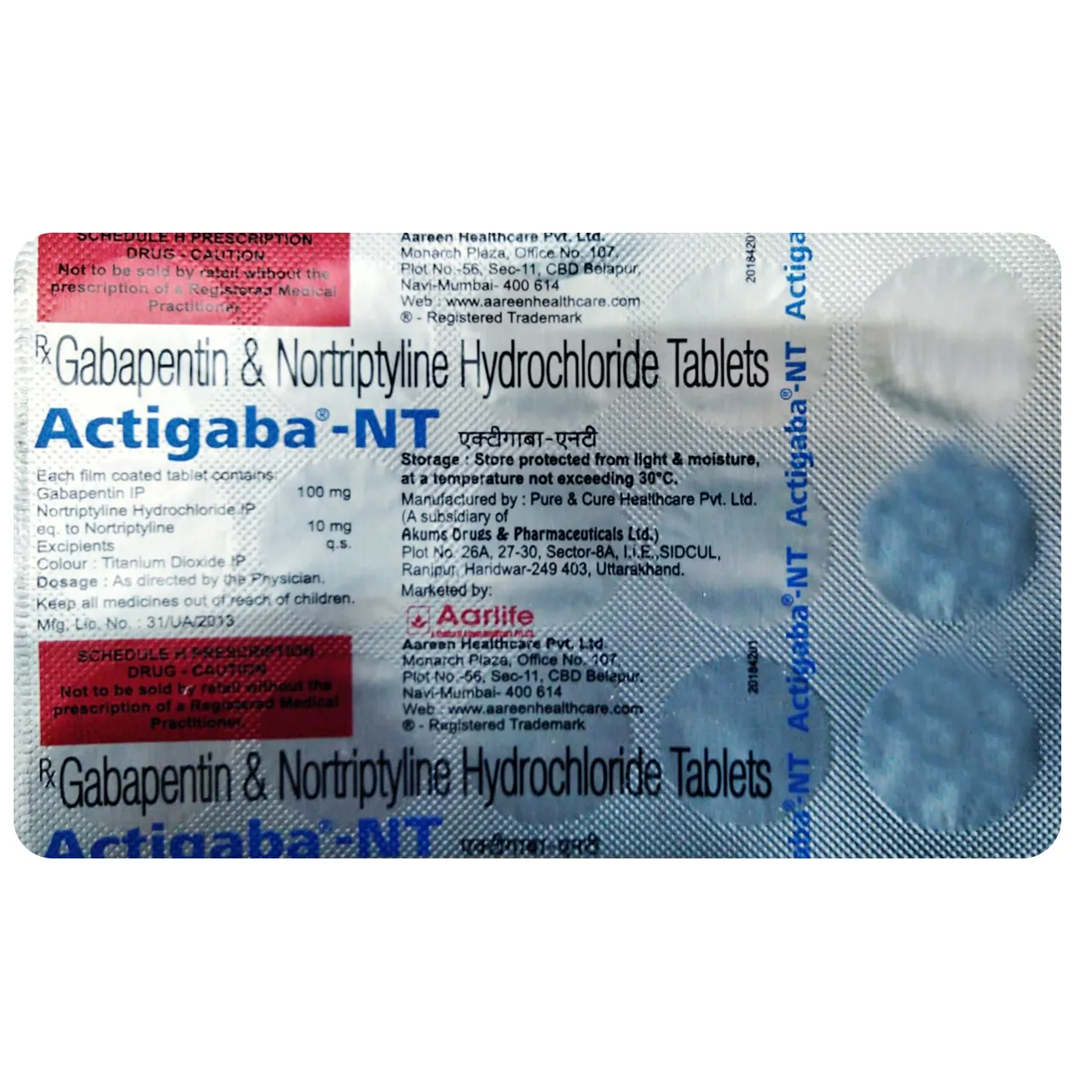 Actigaba NT 100mg/10mg Tablet