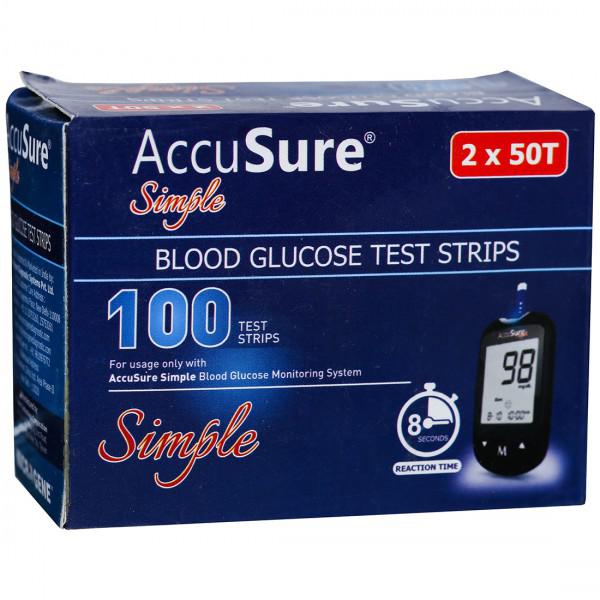 AccuSure Simple Blood Glucose Test Strip (Only Strip)