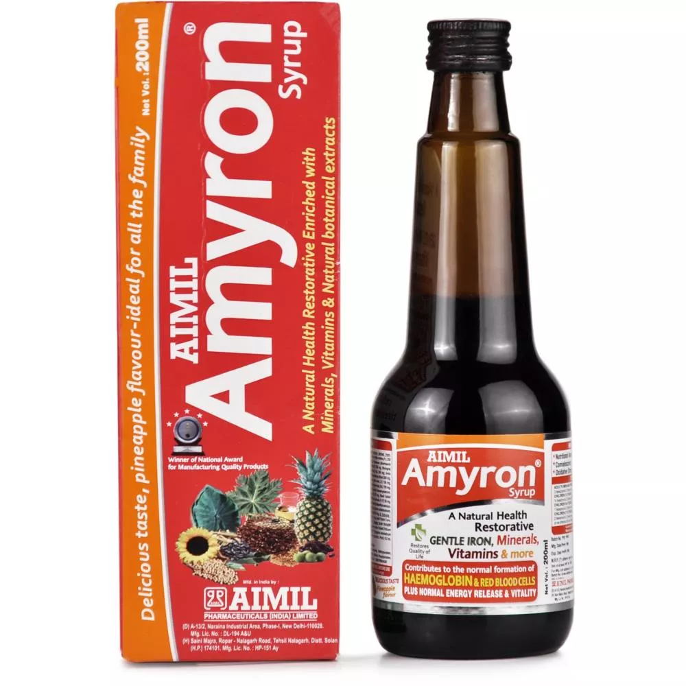 Aimil Amyron Syrup | Promotes Haemoglobin Formation, Reduces Tiredness & Fatigue