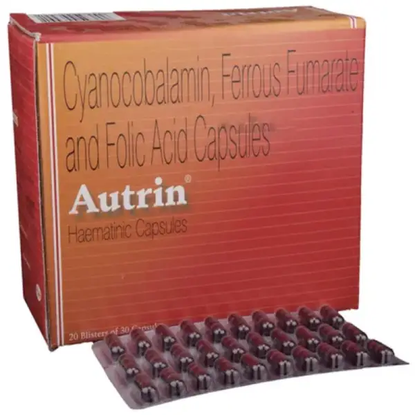 Autrin Hematinic Capsule with Cyanocobalamin, Iron & Folic Acid