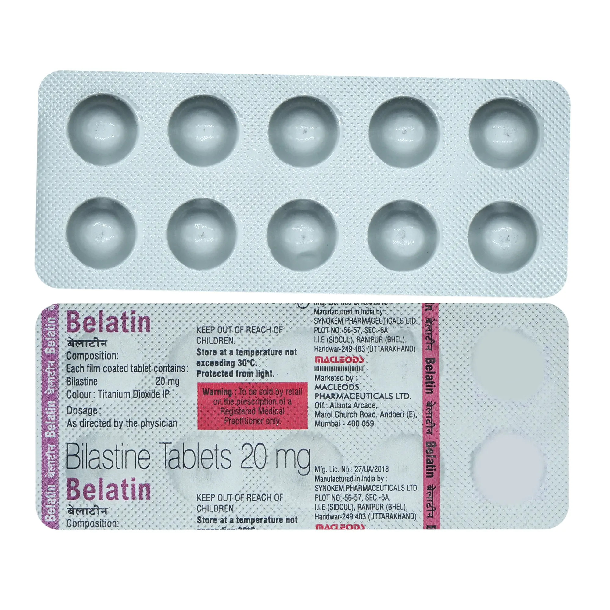 Belatin 20mg Tablet