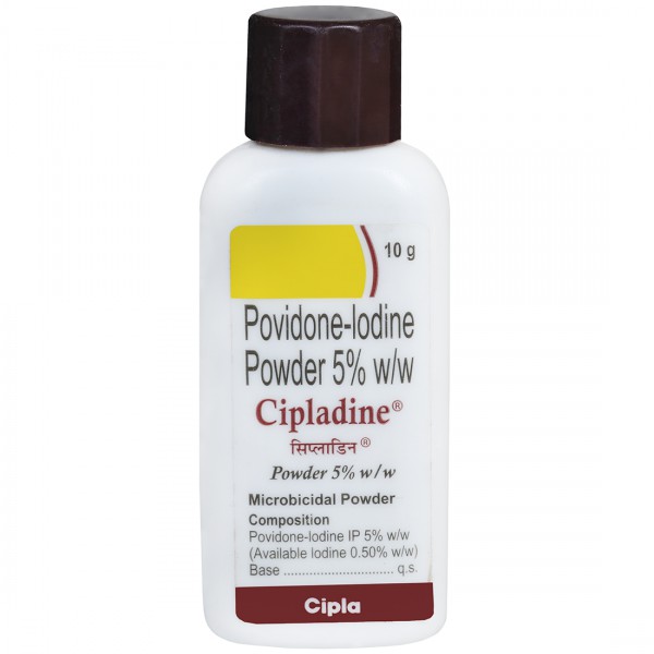 Cipladine Povidone Iodine 5% Microbicidal Powder for Skin Infections (10 gm)