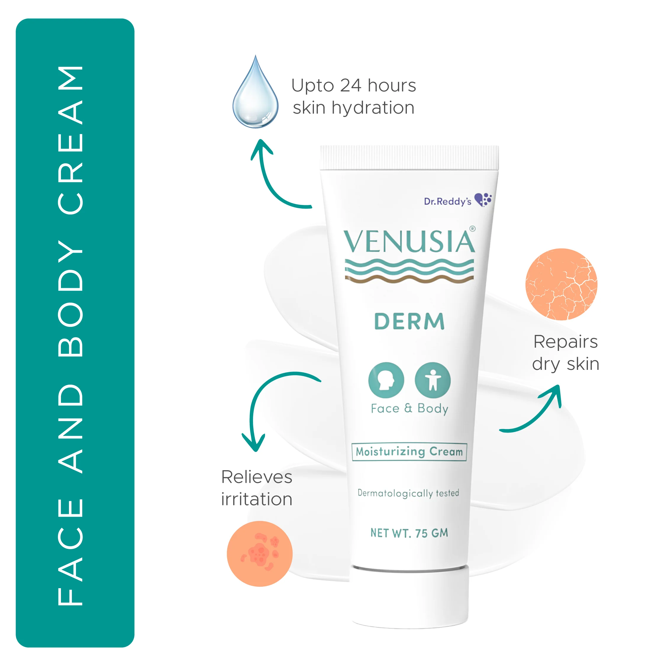 Venusia DERM Face & Body Moisturizing Cream | Nourishes Dry Skin & Relieves Skin Irritation