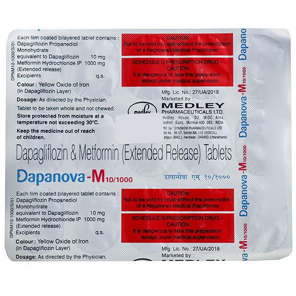 Dapanova M 10mg/1000mg Tablet