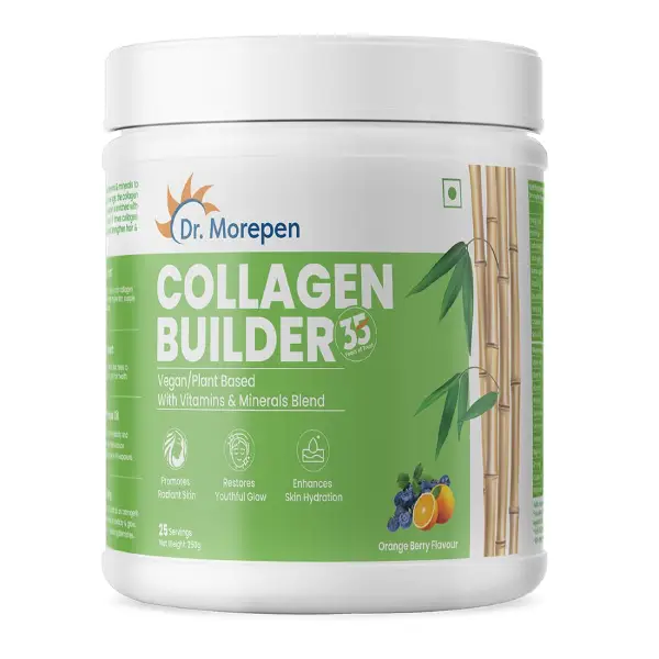 Dr. Morepen Natural Collagen Builder with Biotin & Vitamin C | For Skin, Hair, Nails | Flavour Orange & Berry