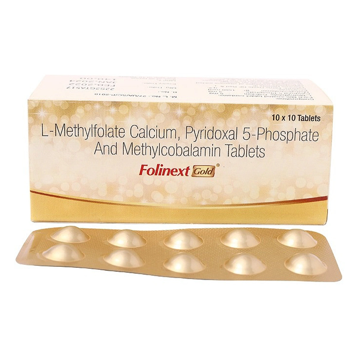 Folinext Gold Tablet with L-Methylfolate, Pyridoxal-5 Phosphate & Mecobalamin