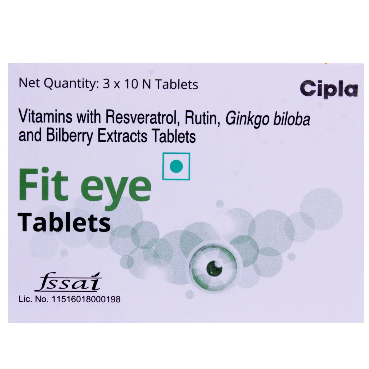 Fit Eye Tablet with Vitamins, Resveratrol, Rutin, Ginkgo Biloba & Bilberry Extracts