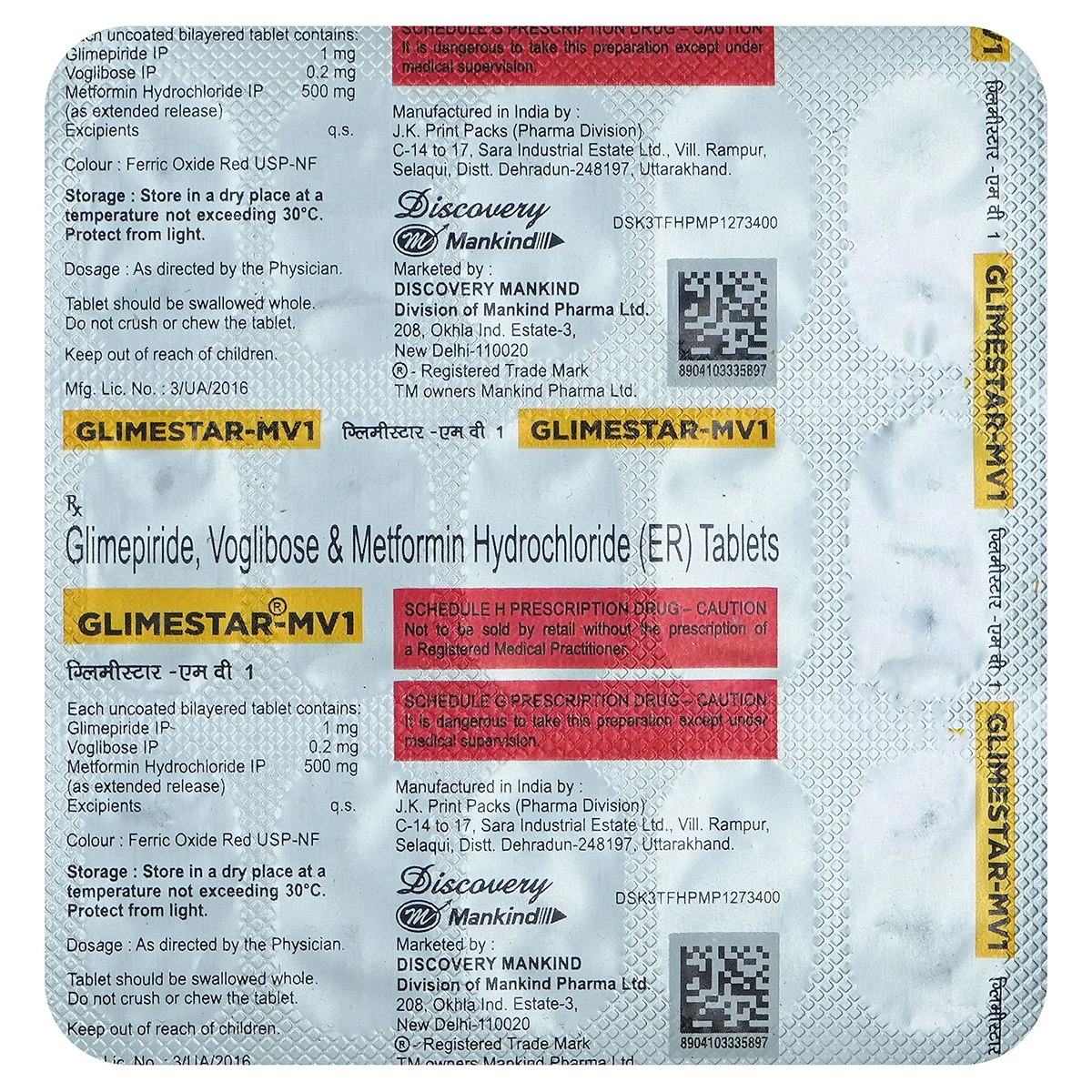 Glimestar MV 1mg/500mg/0.2mg Tablet