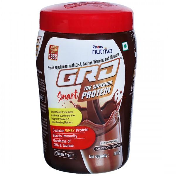 GRD Smart Whey Protein with DHA & Taurine | Gluten Free | Flavour Chocolate Powder