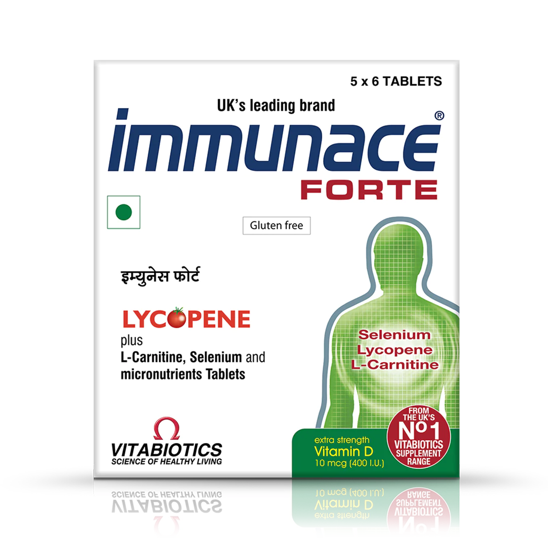 Immunace Forte with Lycopene+L-Carnitine, Vitamin D (400 IU) | For Immunity | Tablet Gluten Free