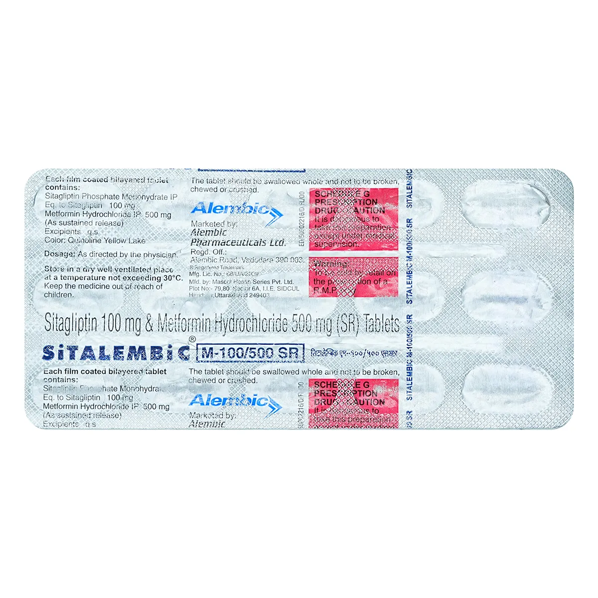 Sitalembic M 100mg/500mg Tablet