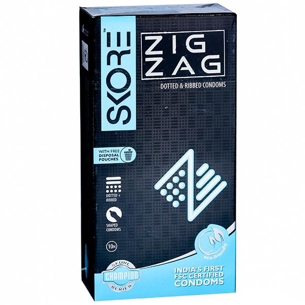 Skore Zig Zag Dotted & Ribbed Condoms