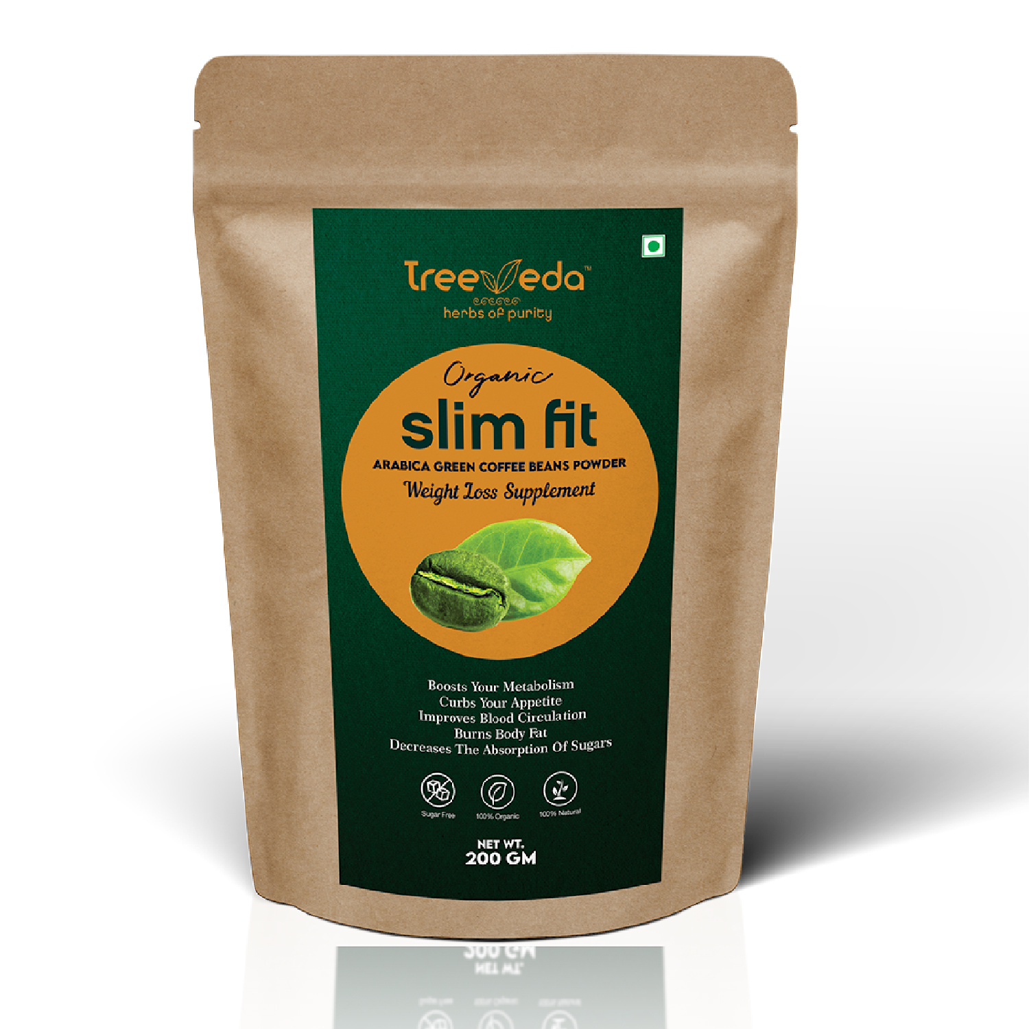 Treeveda Slim Fit Arabica GREEN coffee beans powder